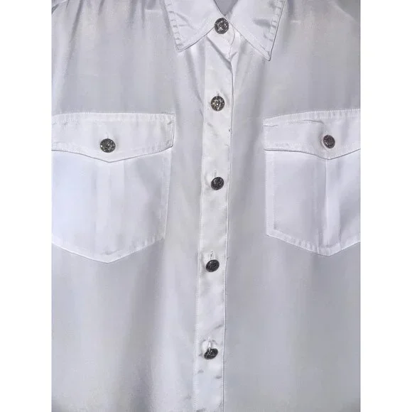 ShipN Shore White Button-Down Short Sleeve Blouse With Front Pockets Size 16W - Picture 3 of 6